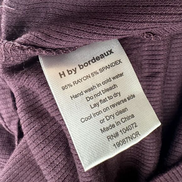 h by bordeaux purple ribbed long sleeve top blouse Size L - Picture 6 of 6